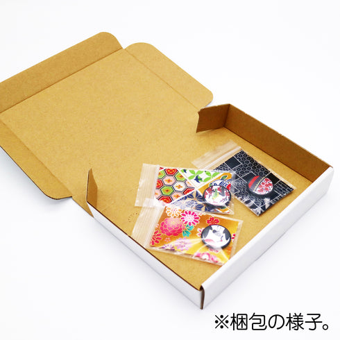 花札缶バッジ「秋セット」:7月【萩に猪】、8月【芒に月・雁】、9月【菊に盃】