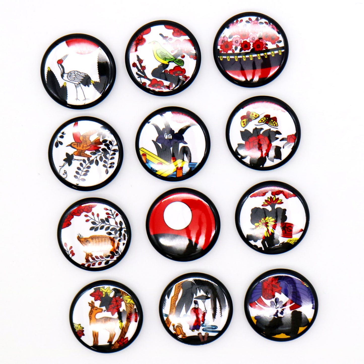 花札缶バッジ:全12種類セット