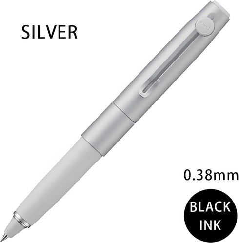 【2本セット】ユニボール ZENTO シグネチャーペン(0.38mm シルバー & 0.5mm メタリックブラック)+ 替芯6本付き(赤/青/黒)