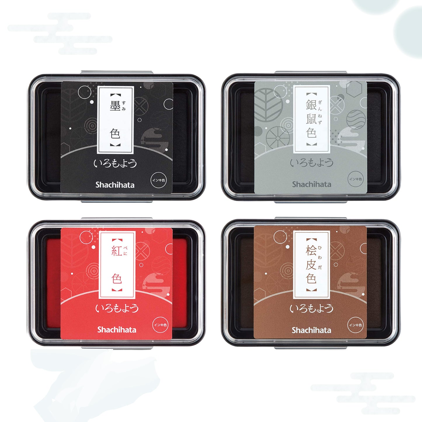 【冬の4色セット】シャチハタ いろもよう スタンプパッド 墨色、銀鼠、紅色、桧皮色【文月セット】