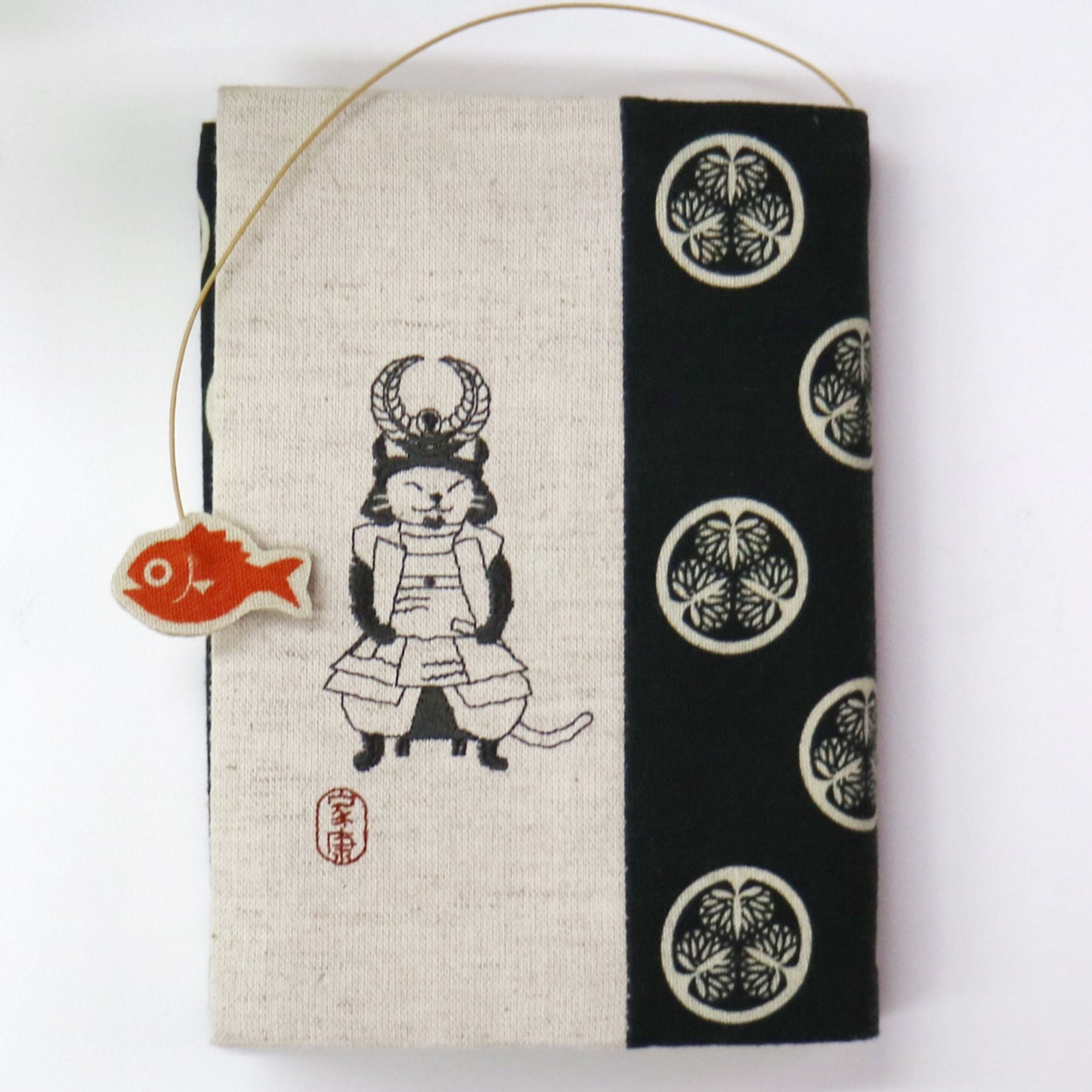 文月 ブックカバー 文庫本カバー 猫武将シリーズ「徳川家康」刺繍 日本製