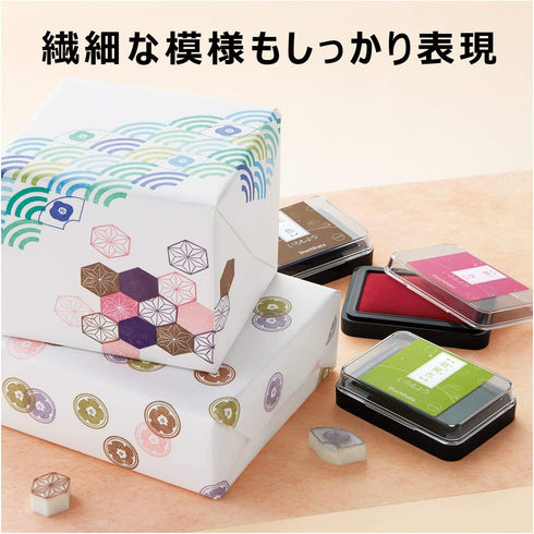 シヤチハタ いろもよう スタンプパッド 4色セット スタンプ台 伝統色のいろはセレクト 文月セット「花」 藤色・露草色・山吹色・牡丹色