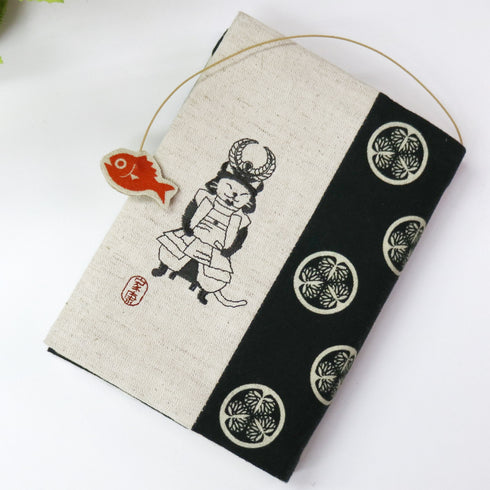 文月 ブックカバー 文庫本カバー 猫武将シリーズ「徳川家康」刺繍 日本製