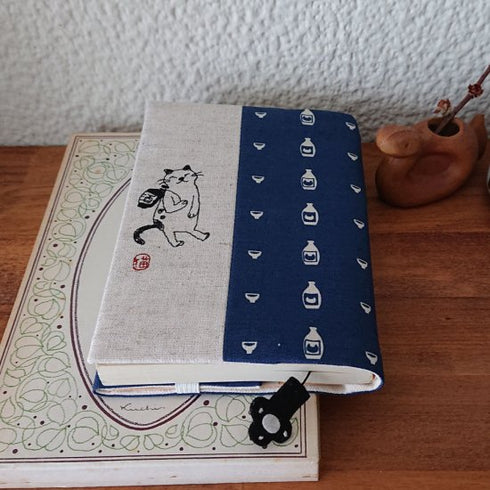 sheepsleep ブックカバー 文庫版「道草ねこ」 刺繍 日本製
