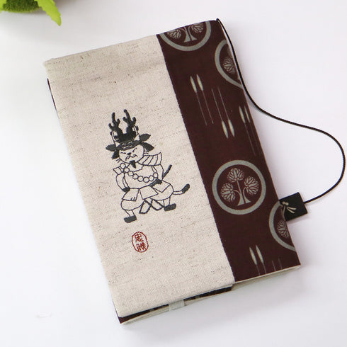 文月 ブックカバー 文庫本カバー 猫武将シリーズ「本多忠勝」 刺繍 日本製