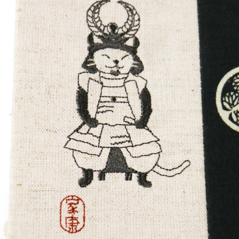文月 ブックカバー 文庫本カバー 猫武将シリーズ「徳川家康」刺繍 日本製