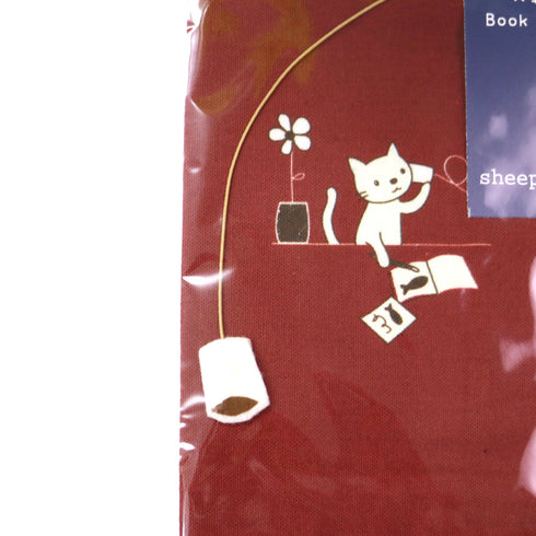 sheepsleep ブックカバー 文庫判「もしもし猫」 赤 日本製