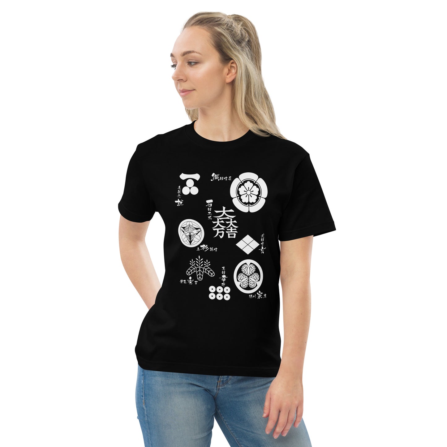 ハイクオリティーTシャツ【戦国武将】家紋/白抜き