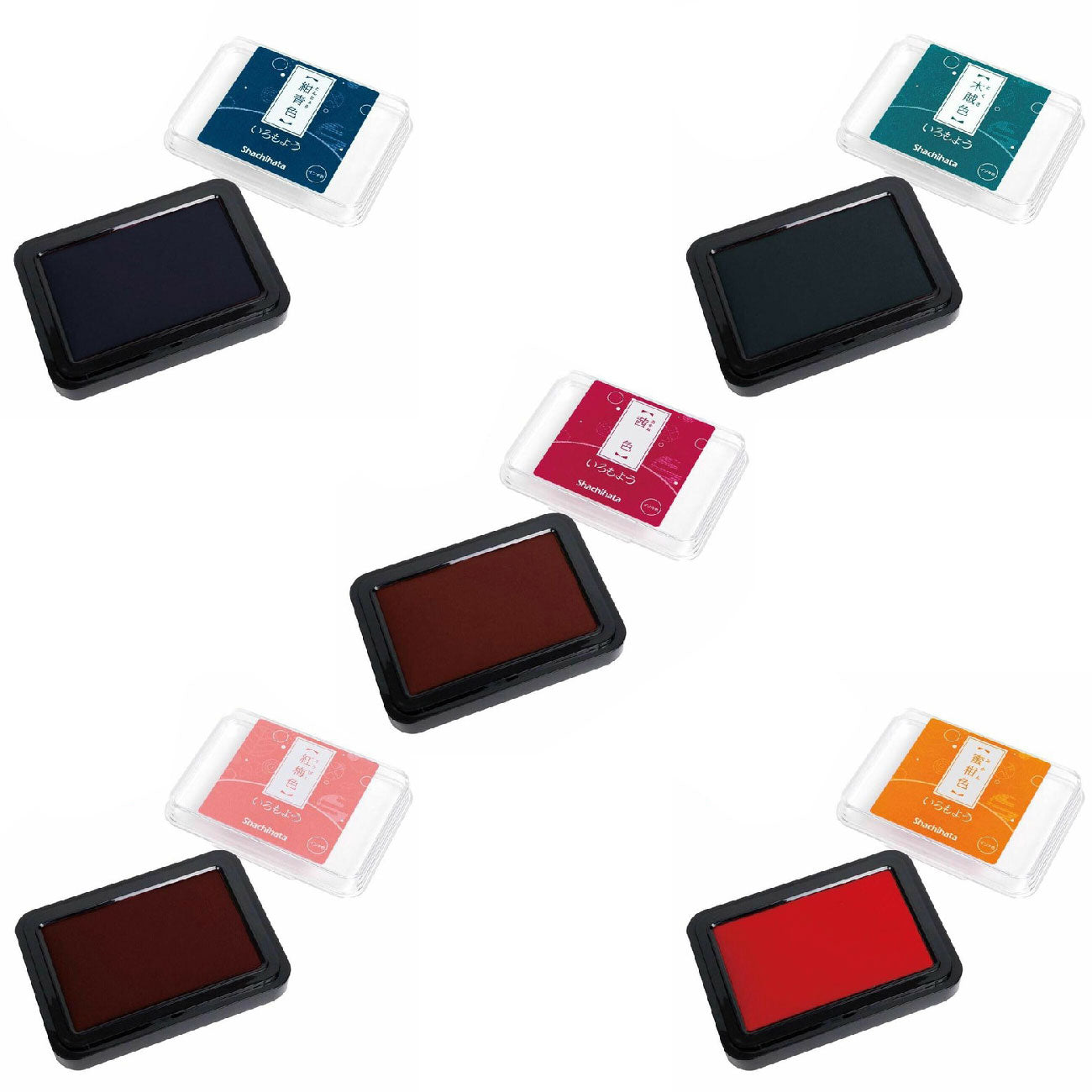 いろもよう スタンプパッド 5色セット スタンプ台 伝統色のいろはセレクト 文月セット「錦」 紺青色・木賊色・茜色・紅梅色・蜜柑色 (コピー)