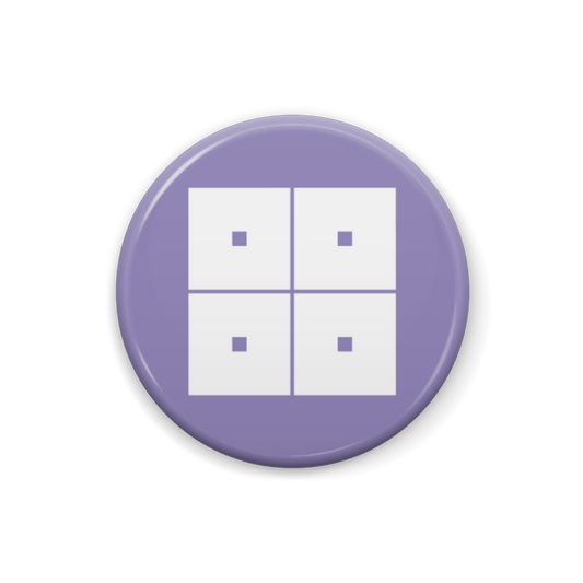 【平四つ目】 缶バッジ：戦国武将家紋-尼子経久【紫苑】