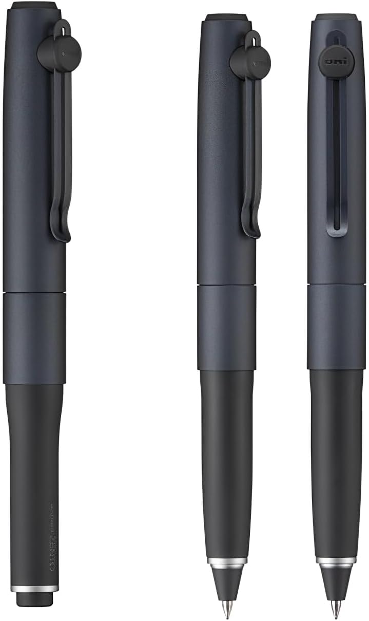 【2本セット】ユニボール ZENTO シグネチャーペン（0.38mm シルバー & 0.5mm メタリックブラック）+ 替芯6本付き（赤／青／黒）