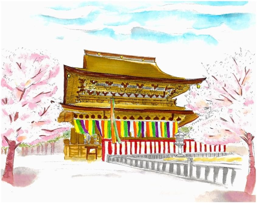 あかしや  彩で彩る大人の塗り絵　奈良の四季１（春の金峯山寺）