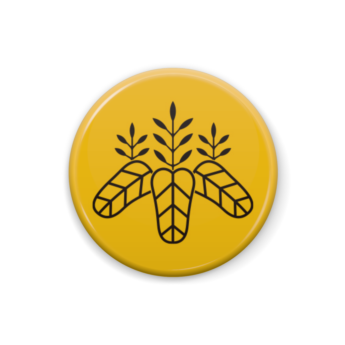 【太閤桐】 缶バッジ：戦国武将家紋-豊臣秀吉【藤黄】