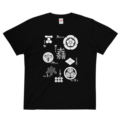 ハイクオリティーTシャツ【戦国武将】家紋／白抜き